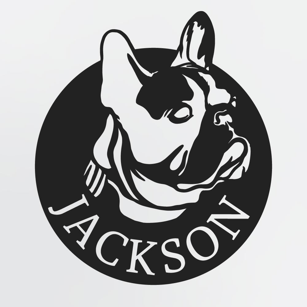French Bulldog Solid Round Personalized Metal Wall Art, Custom Dog Name Metal Sign