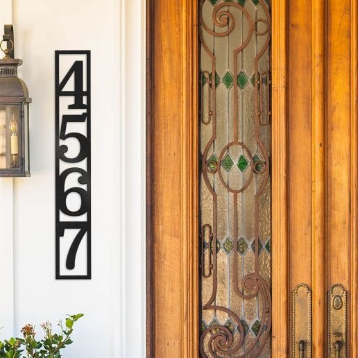 Vertical House Number, Framed Custom Address Plaque, Personalized Metal Sign