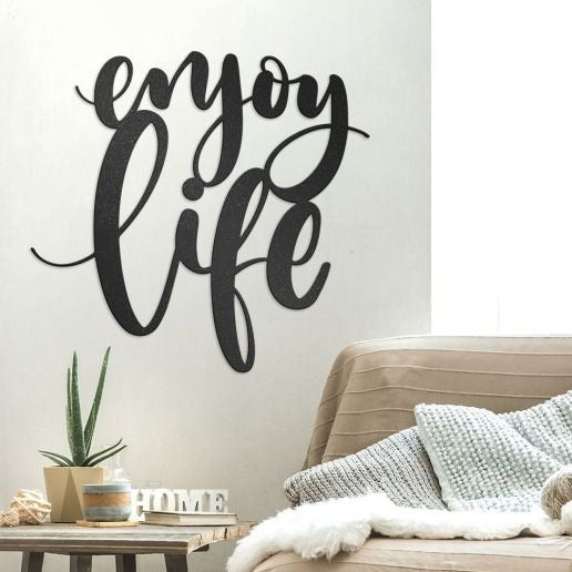 Enjoy Life Inspirational Wall Art, Decorative Metal Sign