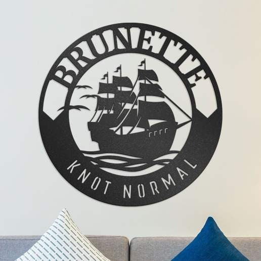 Nautical Metal Wall Decor of Schooner Ship With Custom Text, Personalized Metal Sign