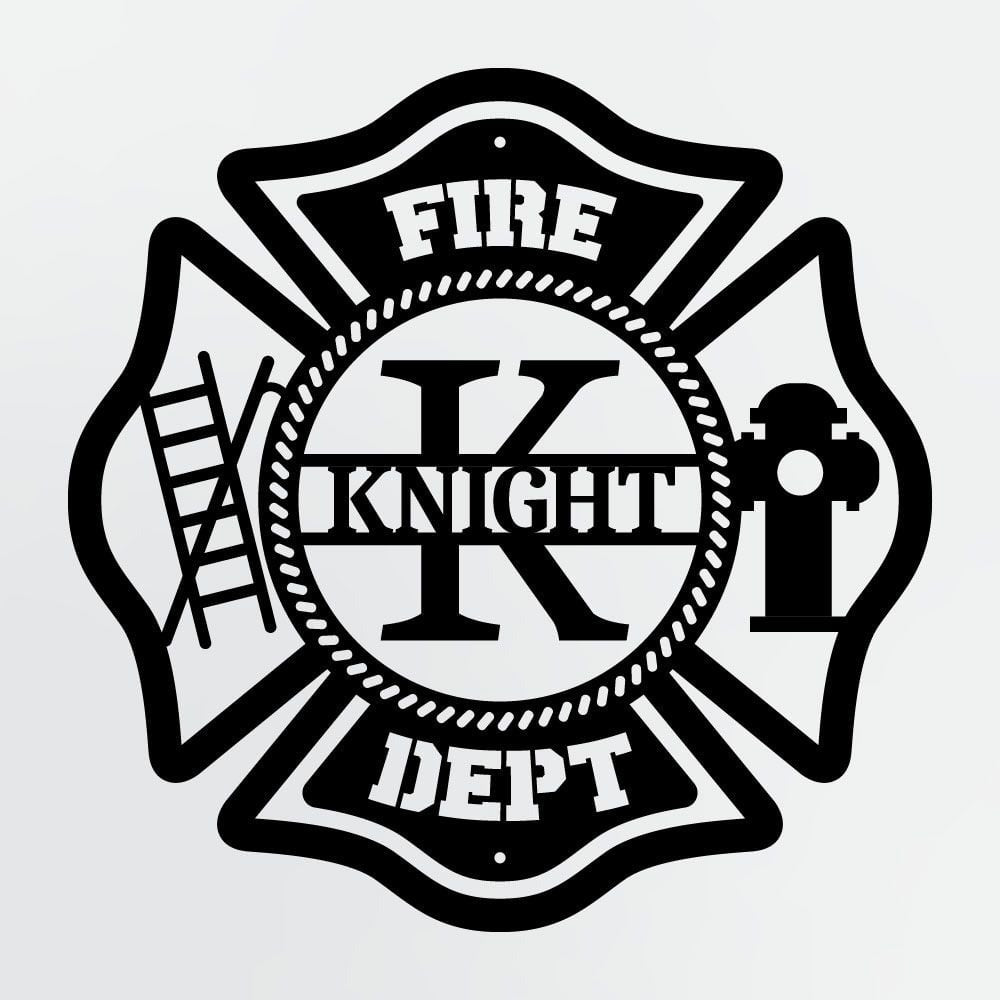 Personalized Metal Sign For Firefighters, Fire Department Maltese Cross Monogram with Custom Name