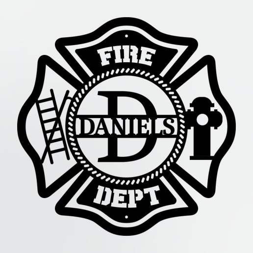 Personalized Metal Sign For Firefighters, Fire Department Maltese Cross Monogram with Custom Name