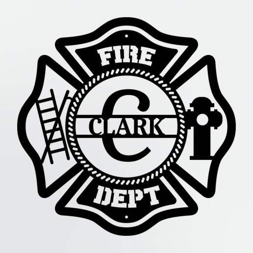 Personalized Metal Sign For Firefighters, Fire Department Maltese Cross Monogram with Custom Name