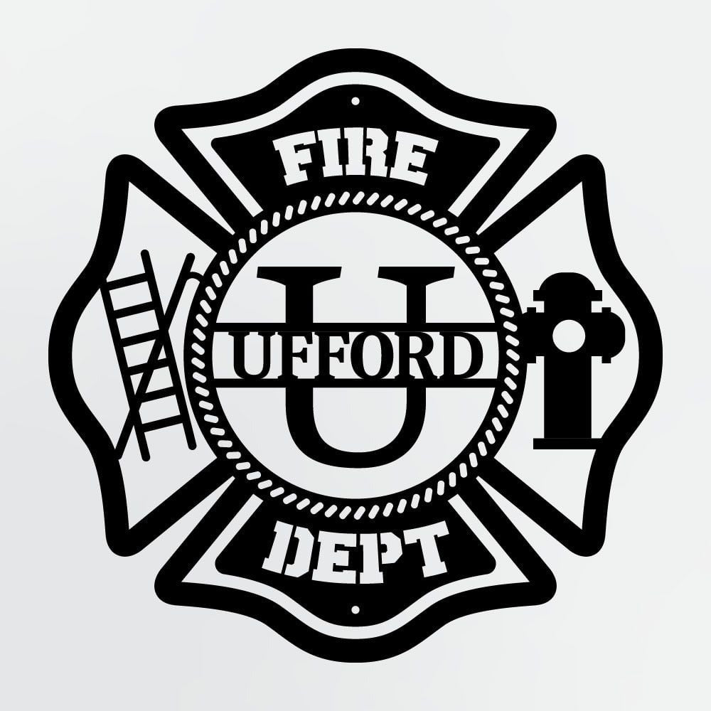 Personalized Metal Sign For Firefighters, Fire Department Maltese Cross Monogram with Custom Name