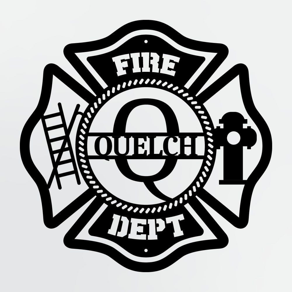 Personalized Metal Sign For Firefighters, Fire Department Maltese Cross Monogram with Custom Name