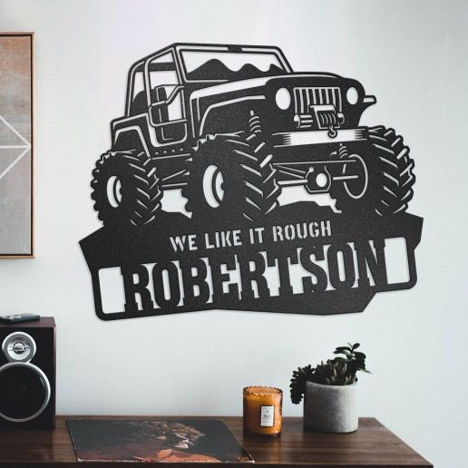 Jeep Sign With Custom Text & Name, Personalized Metal Off Roading Sign