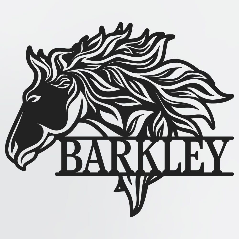 Metal Horse Wall Art With Custom Name, Personalized Metal Sign for Horse Stall