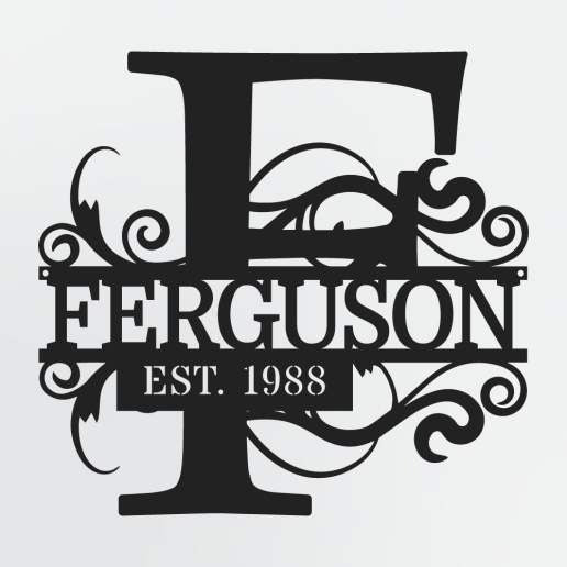 Split Letter Monogram With Optional Established Date, Personalized Metal Sign With Family Name