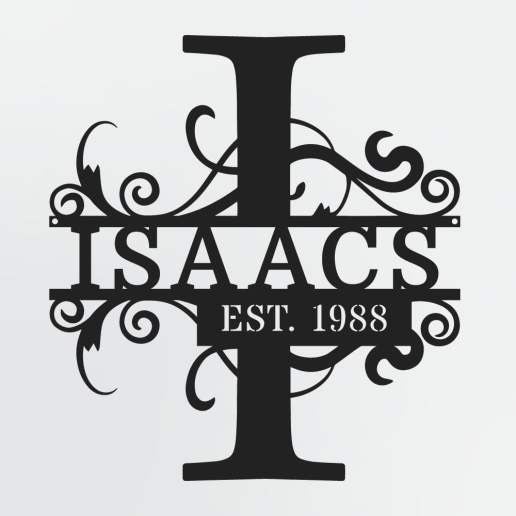 Split Letter Monogram With Optional Established Date, Personalized Metal Sign With Family Name