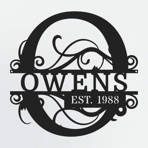 Split Letter Monogram With Optional Established Date, Personalized Metal Sign With Family Name