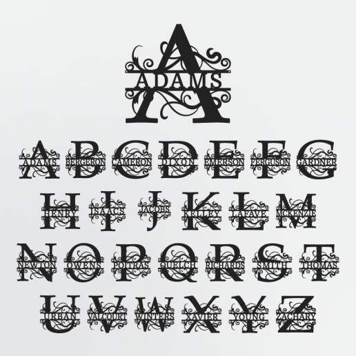 Split Letter Monogram With Optional Established Date, Personalized Metal Sign With Family Name