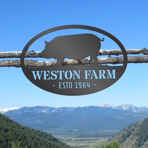 Hog Farm Sign With Custom Text, Personalized Metal Sign With Pig For Farms