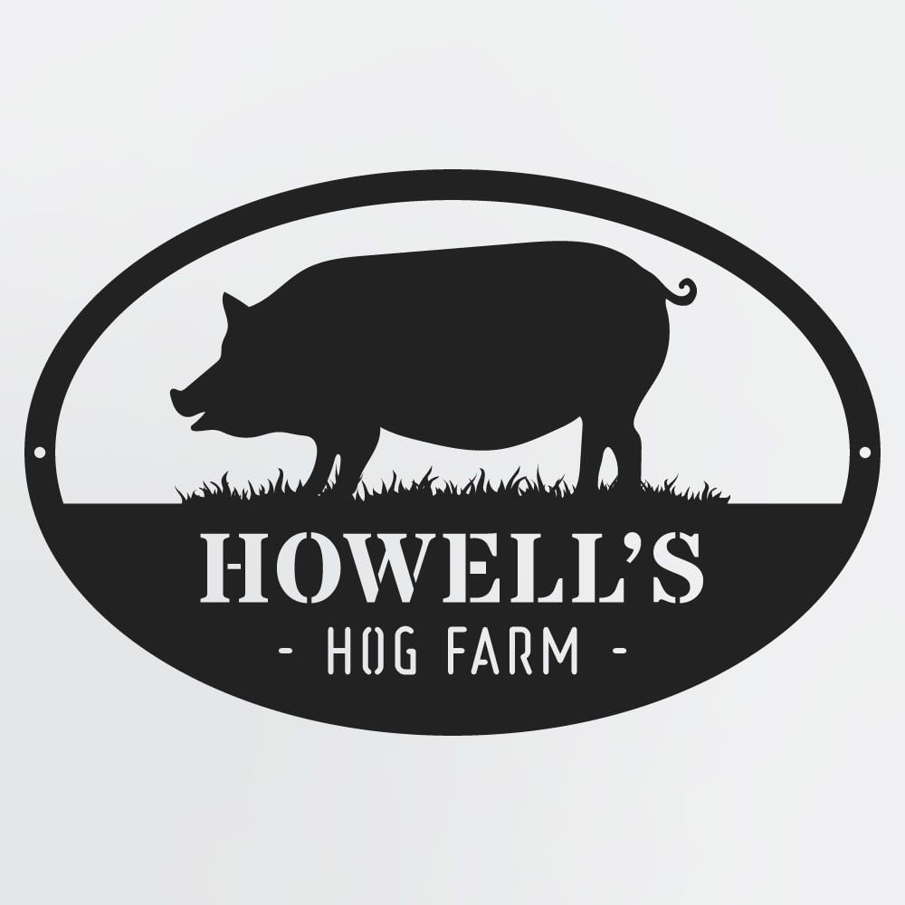 Hog Farm Sign With Custom Text, Personalized Metal Sign With Pig For Farms