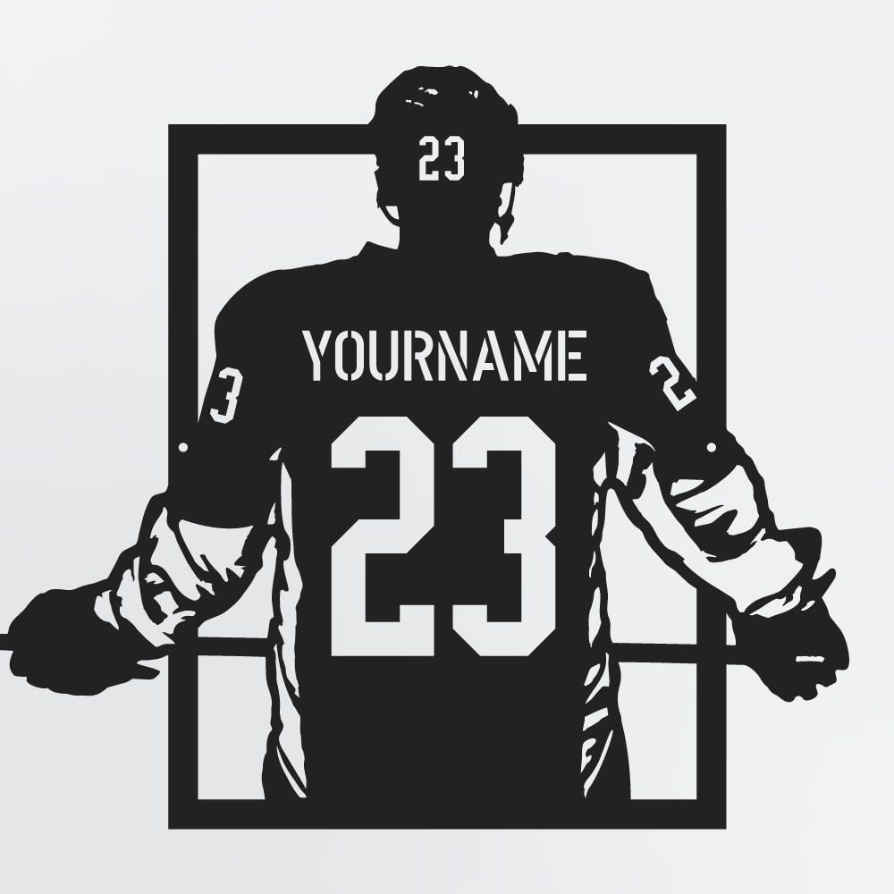 Personalized Metal Hockey Player Sign With Custom Jersey Name & Number