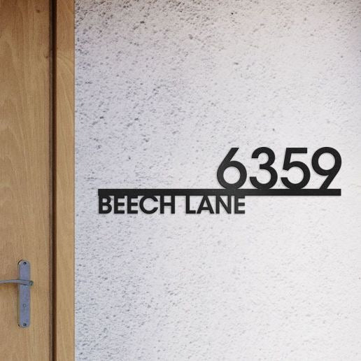 Custom House Number With Street Name, Modern Address Plaque, Personalized Metal Sign