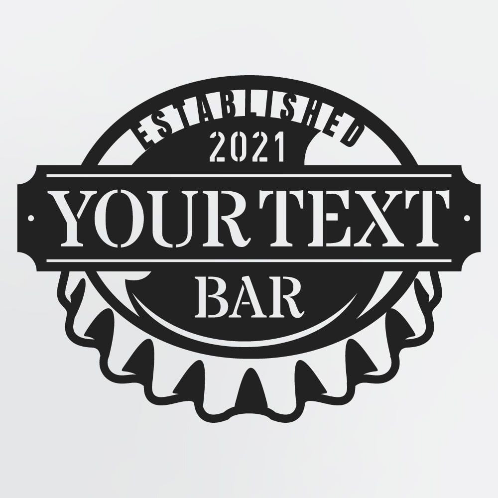 Bottle Cap Metal Wall Decor For Bar With Custom Name & Established Date, Personalized Bar Sign