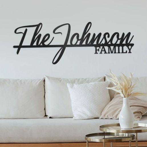 Family Name Metal Wall Art With Underline, Personalized Metal Sign
