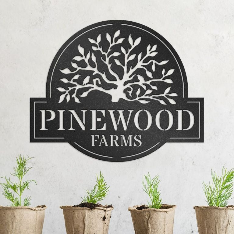 Metal Tree Art With Custom Text, Personalized Country-Themed Sign With Love Birds