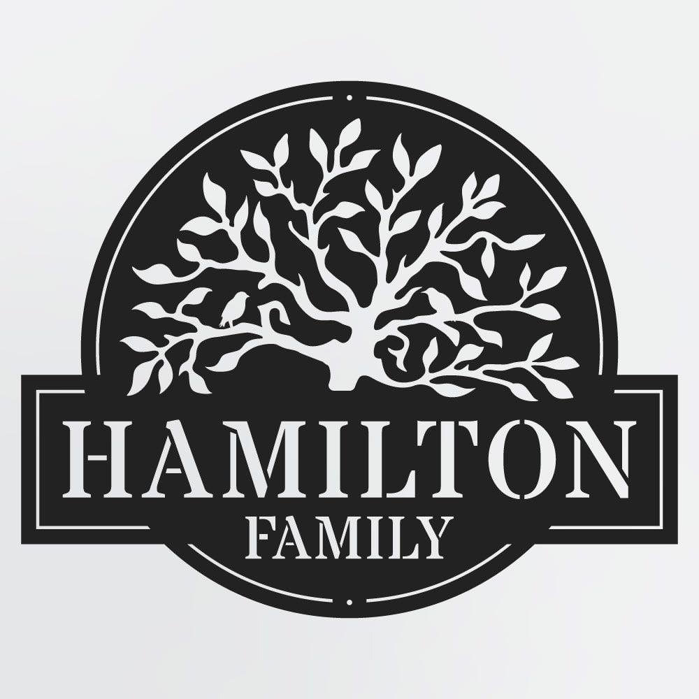 Metal Tree Art With Custom Text, Personalized Country-Themed Sign With Love Birds