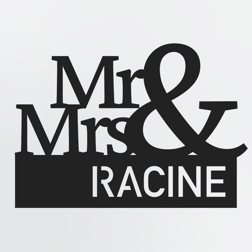 Mr And Mrs Sign With Custom Family Name, Personalized Metal Wall Art