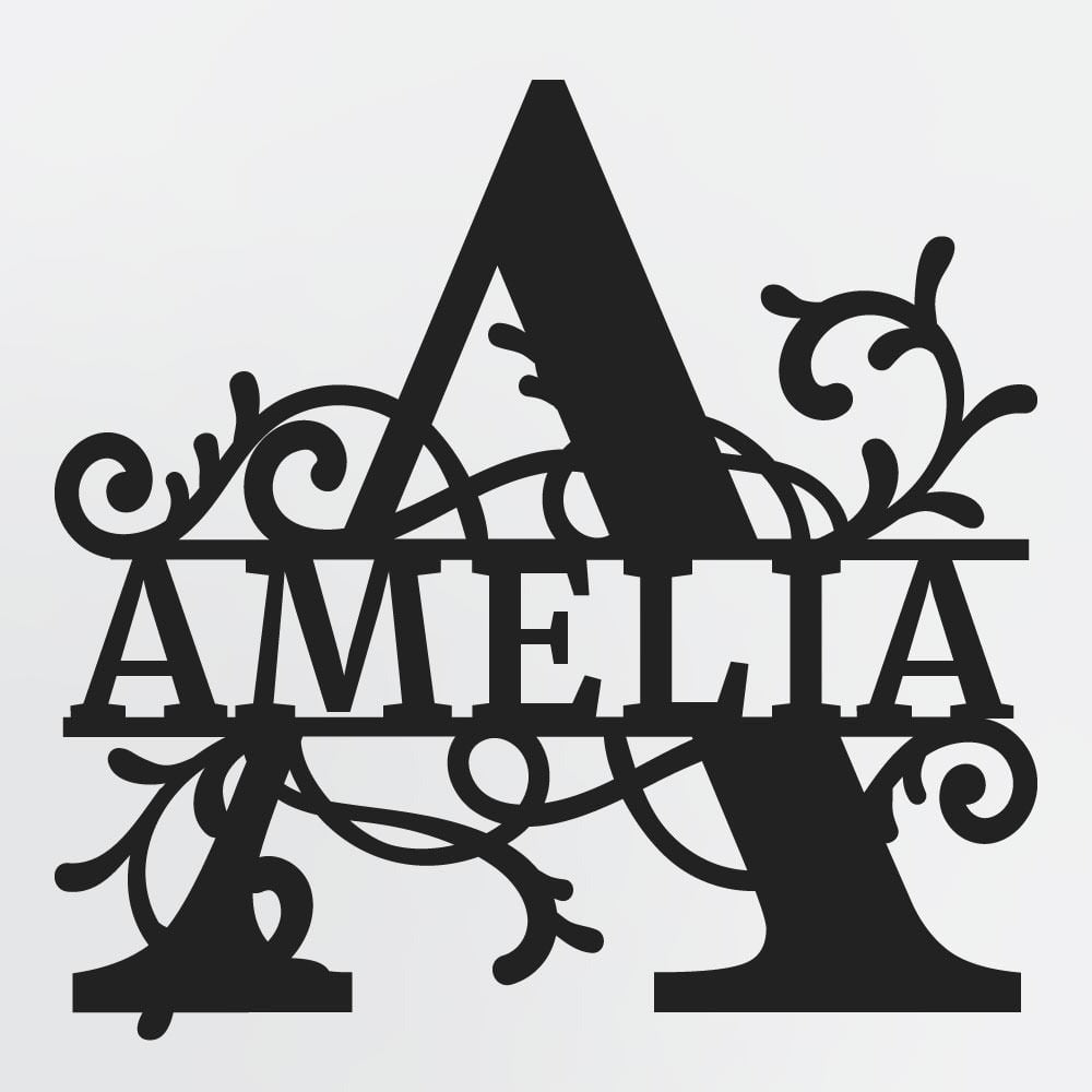 Split Letter Monogram, Personalized First Name or Family Name Metal Sign