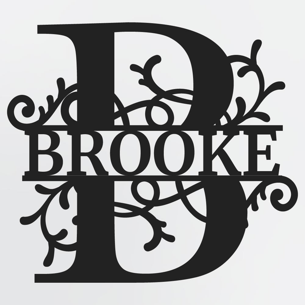 Split Letter Monogram, Personalized First Name or Family Name Metal Sign