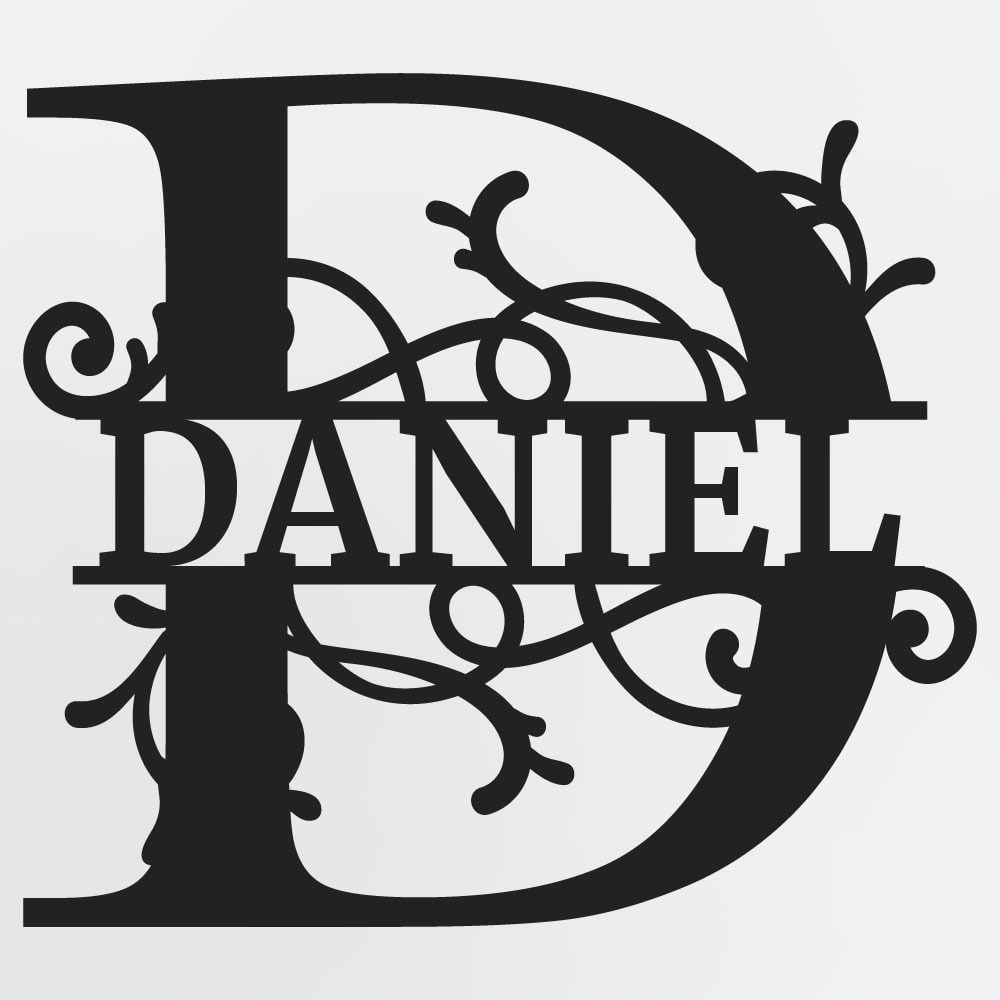 Split Letter Monogram, Personalized First Name or Family Name Metal Sign