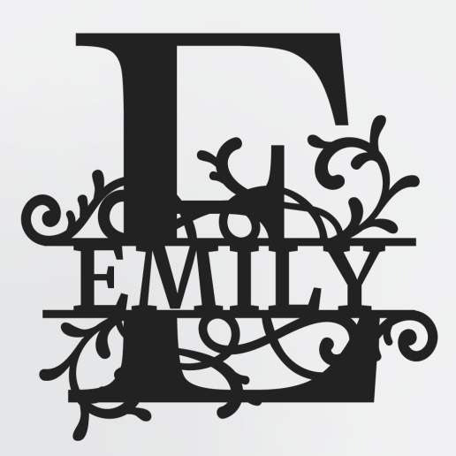 Split Letter Monogram, Personalized First Name or Family Name Metal Sign