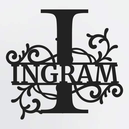 Split Letter Monogram, Personalized First Name or Family Name Metal Sign