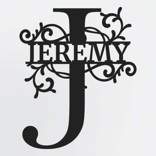 Split Letter Monogram, Personalized First Name or Family Name Metal Sign