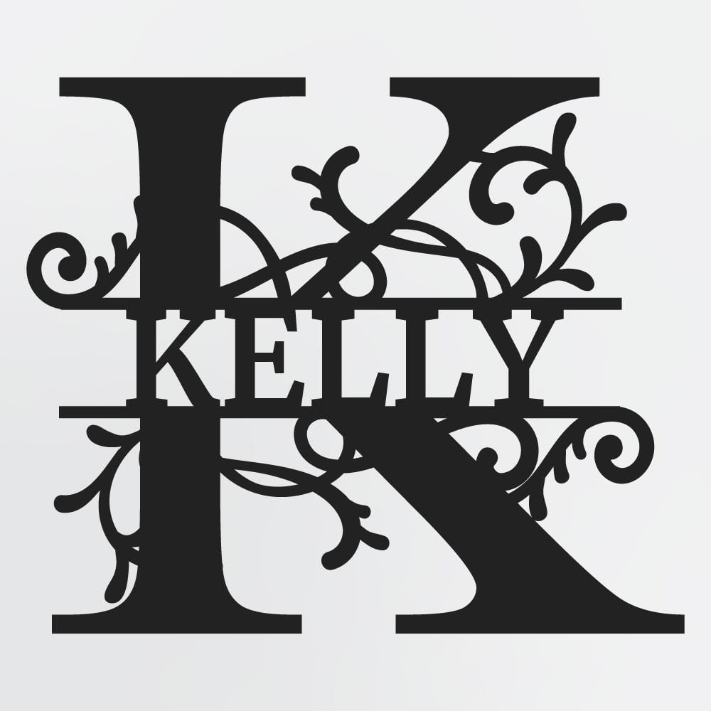 Split Letter Monogram, Personalized First Name or Family Name Metal Sign