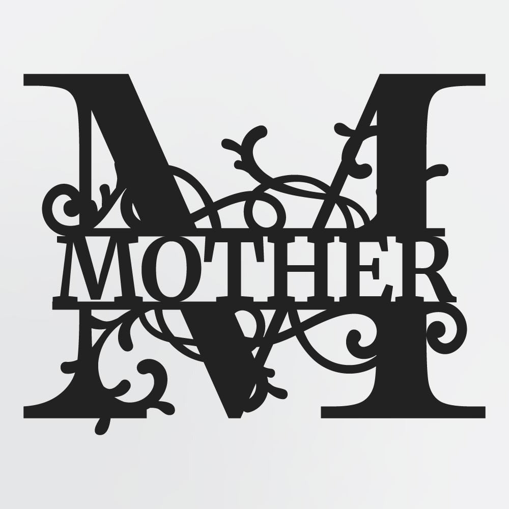 Split Letter Monogram, Personalized First Name or Family Name Metal Sign