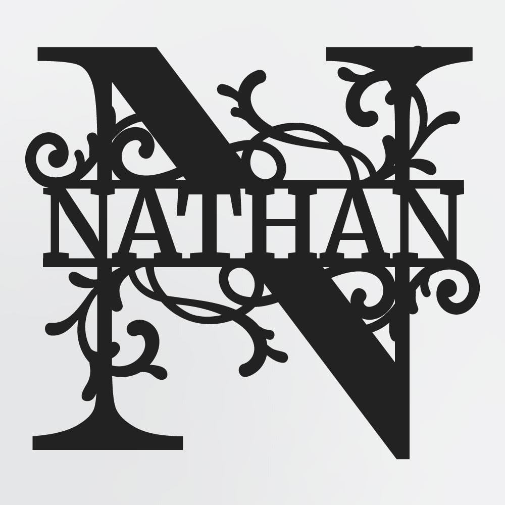 Split Letter Monogram, Personalized First Name or Family Name Metal Sign