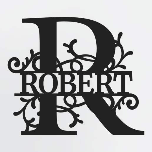 Split Letter Monogram, Personalized First Name or Family Name Metal Sign