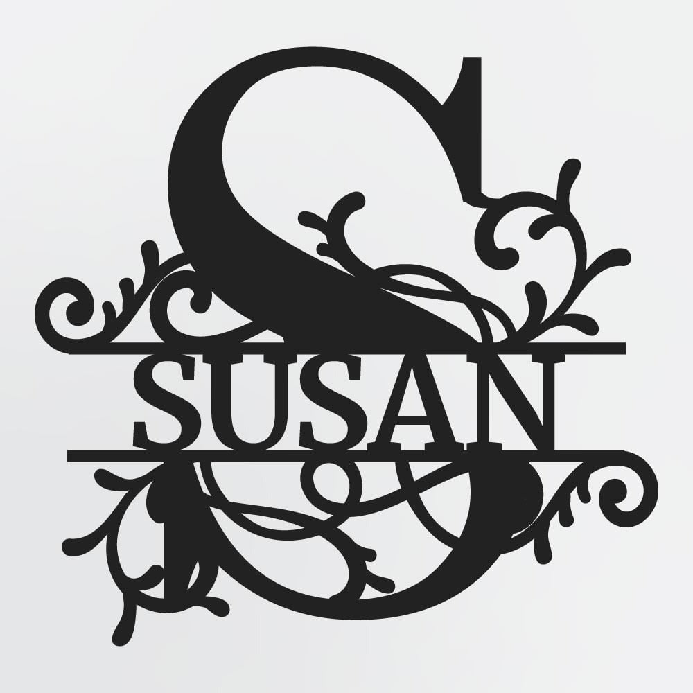 Split Letter Monogram, Personalized First Name or Family Name Metal Sign
