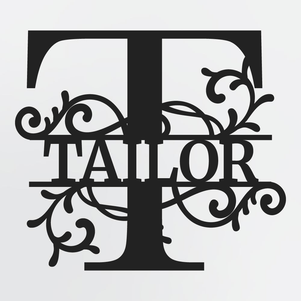 Split Letter Monogram, Personalized First Name or Family Name Metal Sign