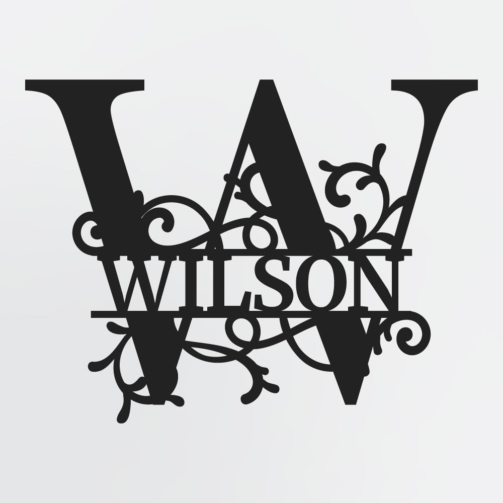 Split Letter Monogram, Personalized First Name or Family Name Metal Sign