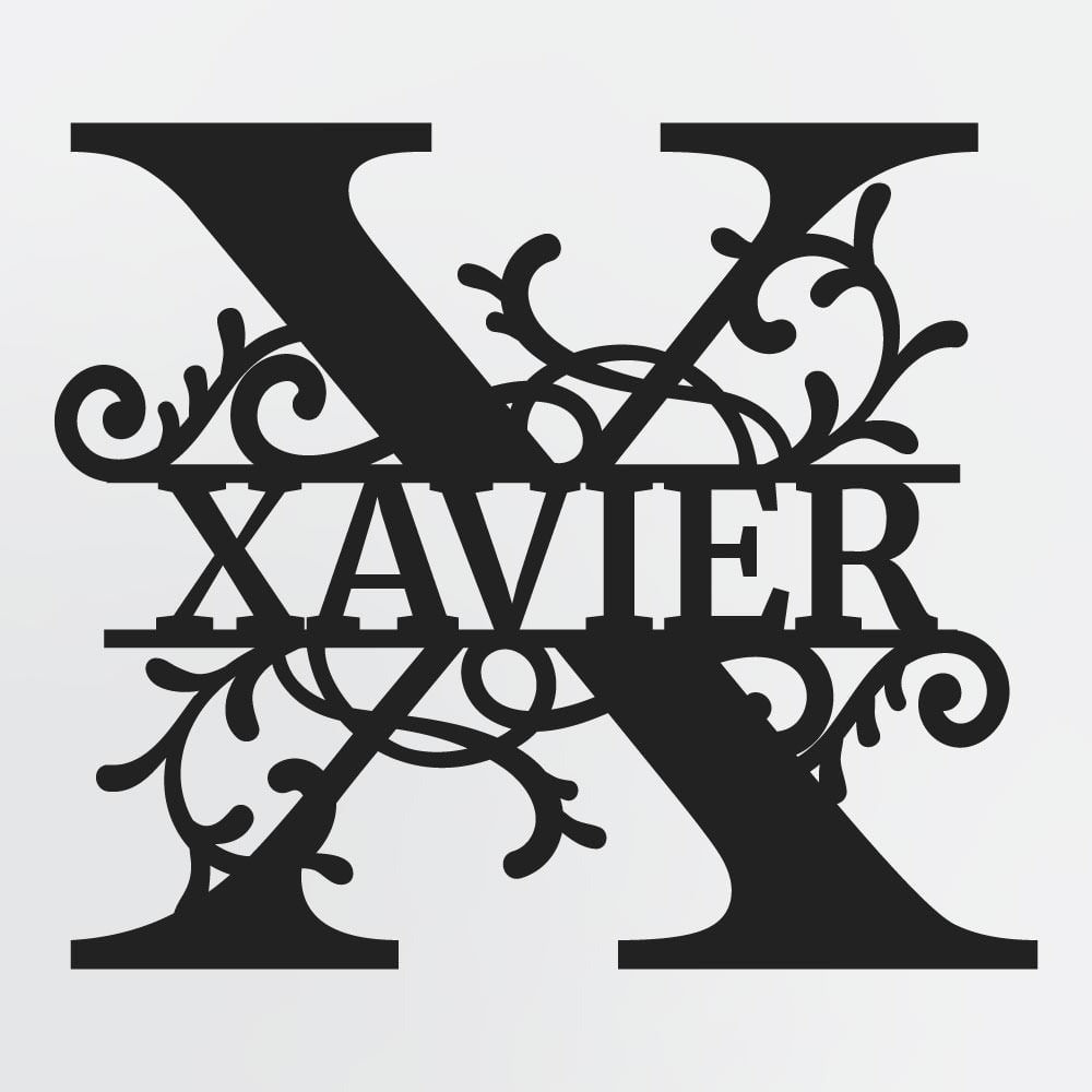 Split Letter Monogram, Personalized First Name or Family Name Metal Sign