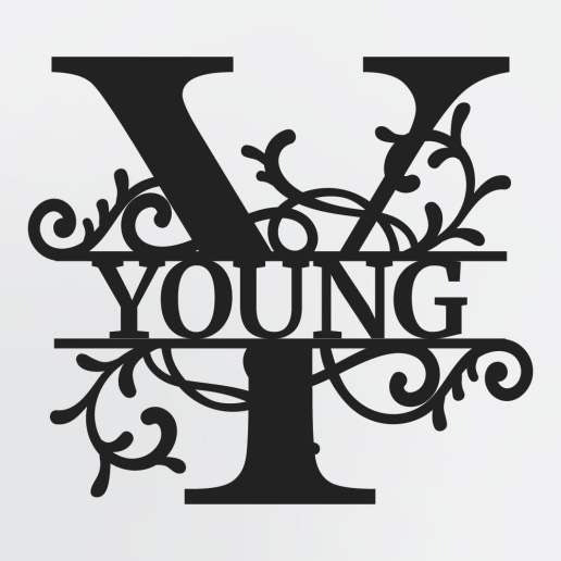 Split Letter Monogram, Personalized First Name or Family Name Metal Sign