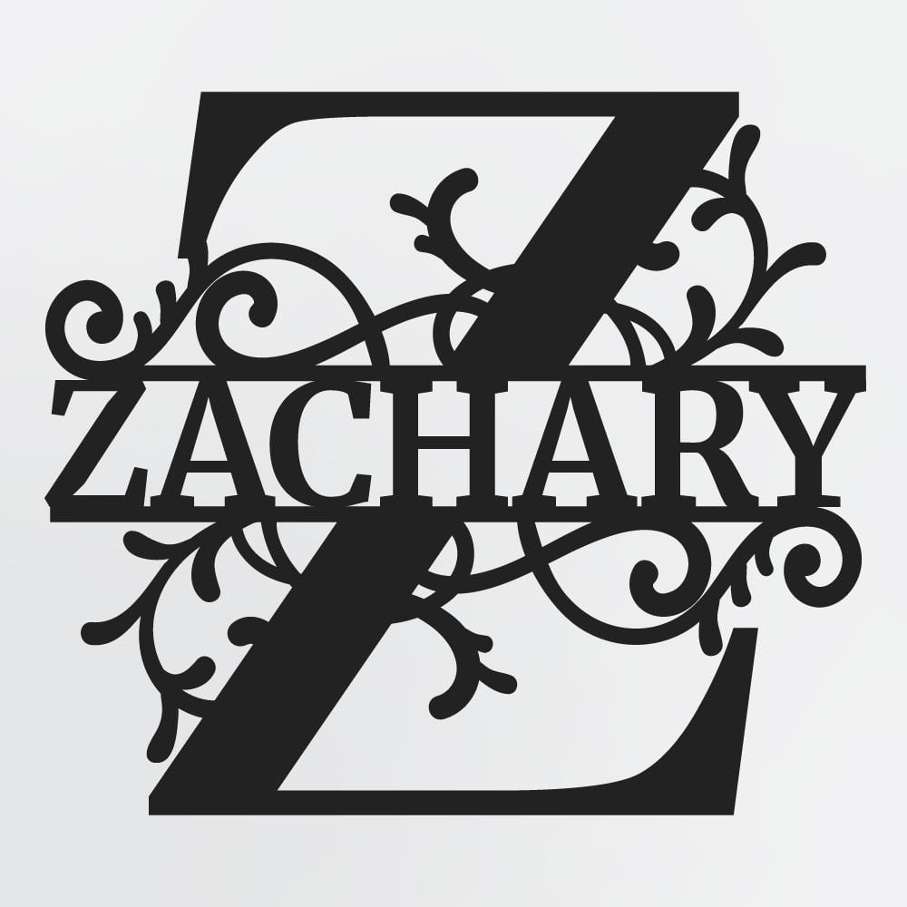 Split Letter Monogram, Personalized First Name or Family Name Metal Sign