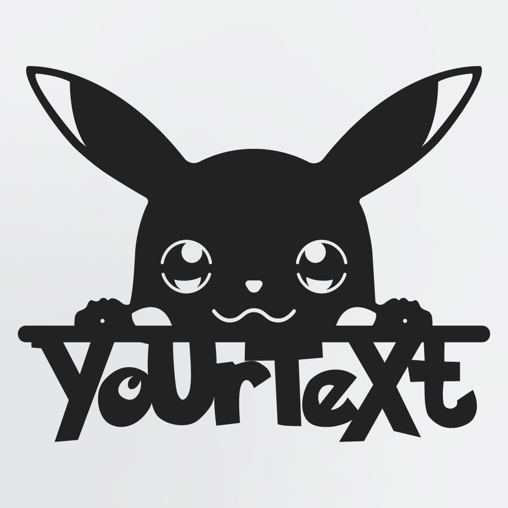 Pokemon Sign With Custom Name, Pikachu Personalized Metal Wall Decor