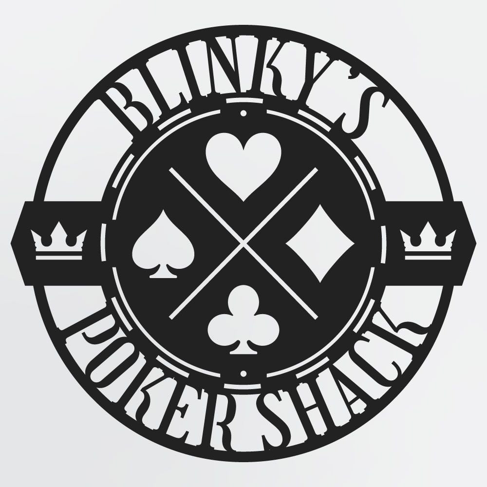 Poker Chip Casino Sign With Custom Text, Personalized Metal Decor for Card Players