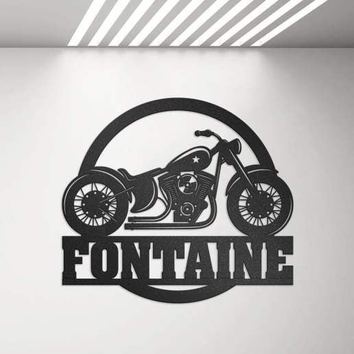 Low Rider Motorcycle Sign With Custom Text, Personalized Badass Metal Biker Decor