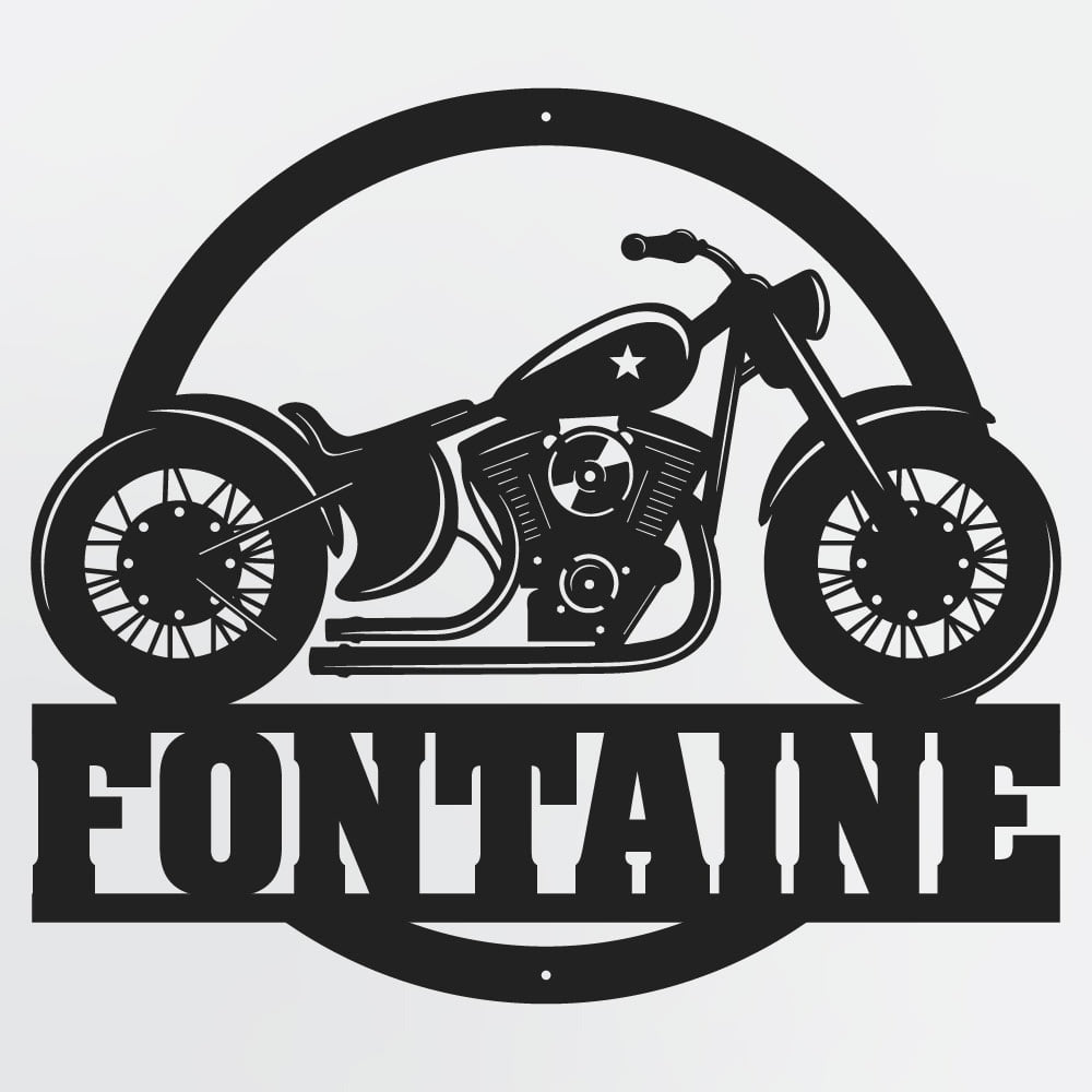 Low Rider Motorcycle Sign With Custom Text, Personalized Badass Metal Biker Decor