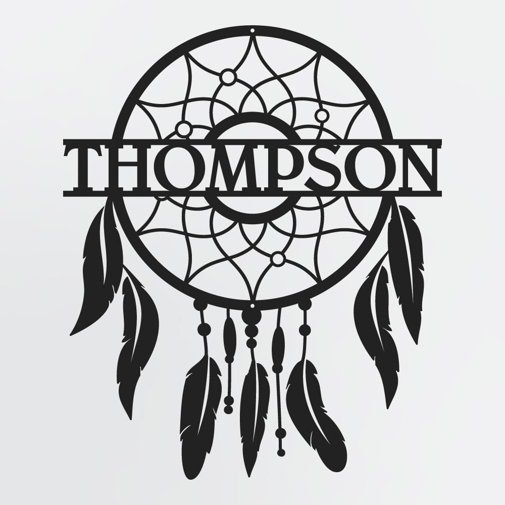 Personalized Dreamcatcher Metal Decor, Custom Native Art With Web, Beads & Feathers