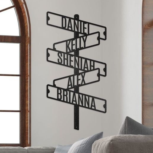 Personalized Street Sign With Family Names Metal Wall Decor, Custom Name Family Sign