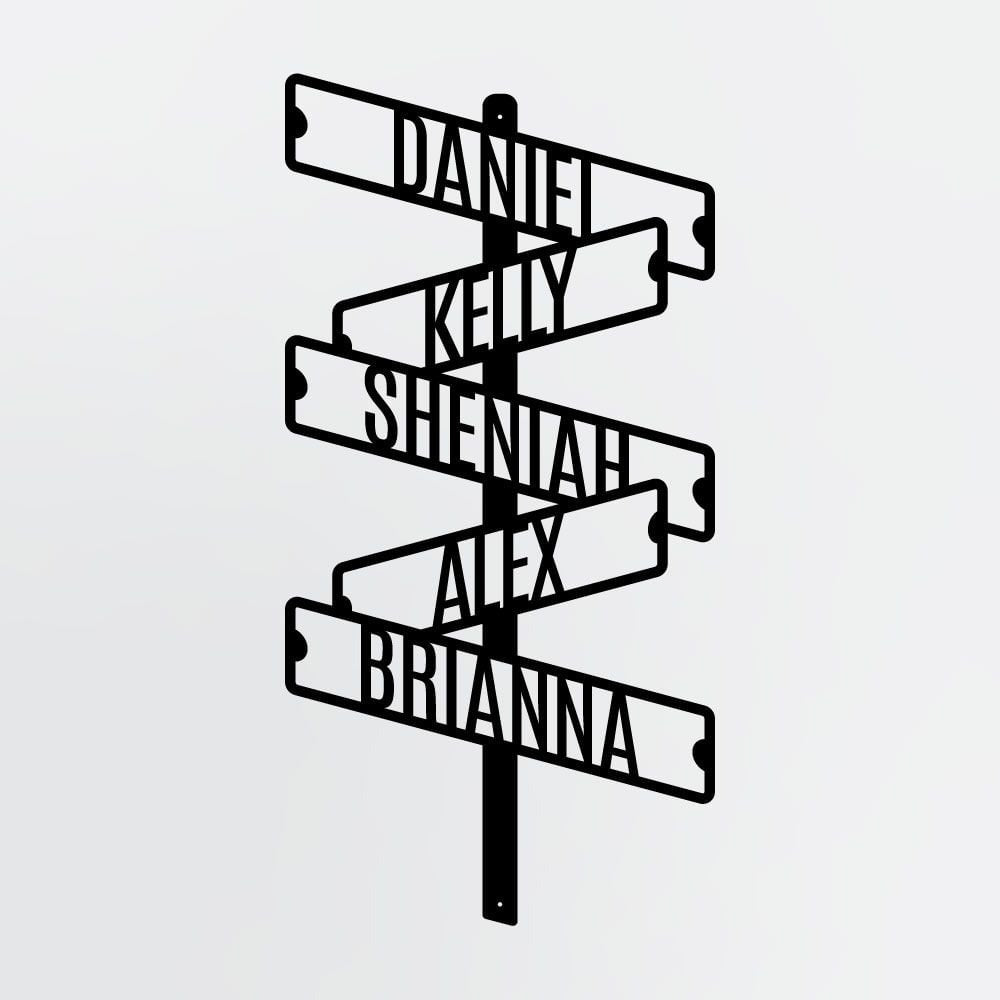 Personalized Street Sign With Family Names Metal Wall Decor, Custom Name Family Sign