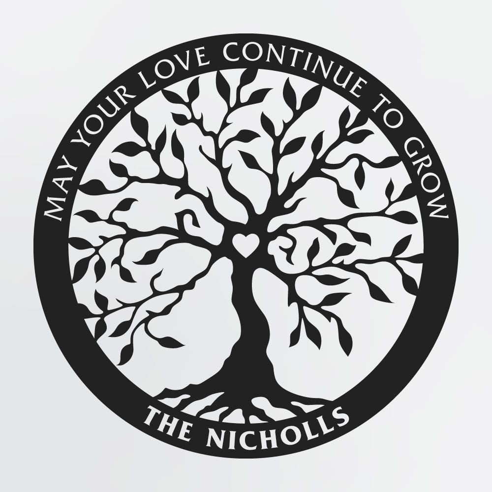 Tree Of Life Metal Wall Art With Family Name & Custom Text, Personalized Metal Sign